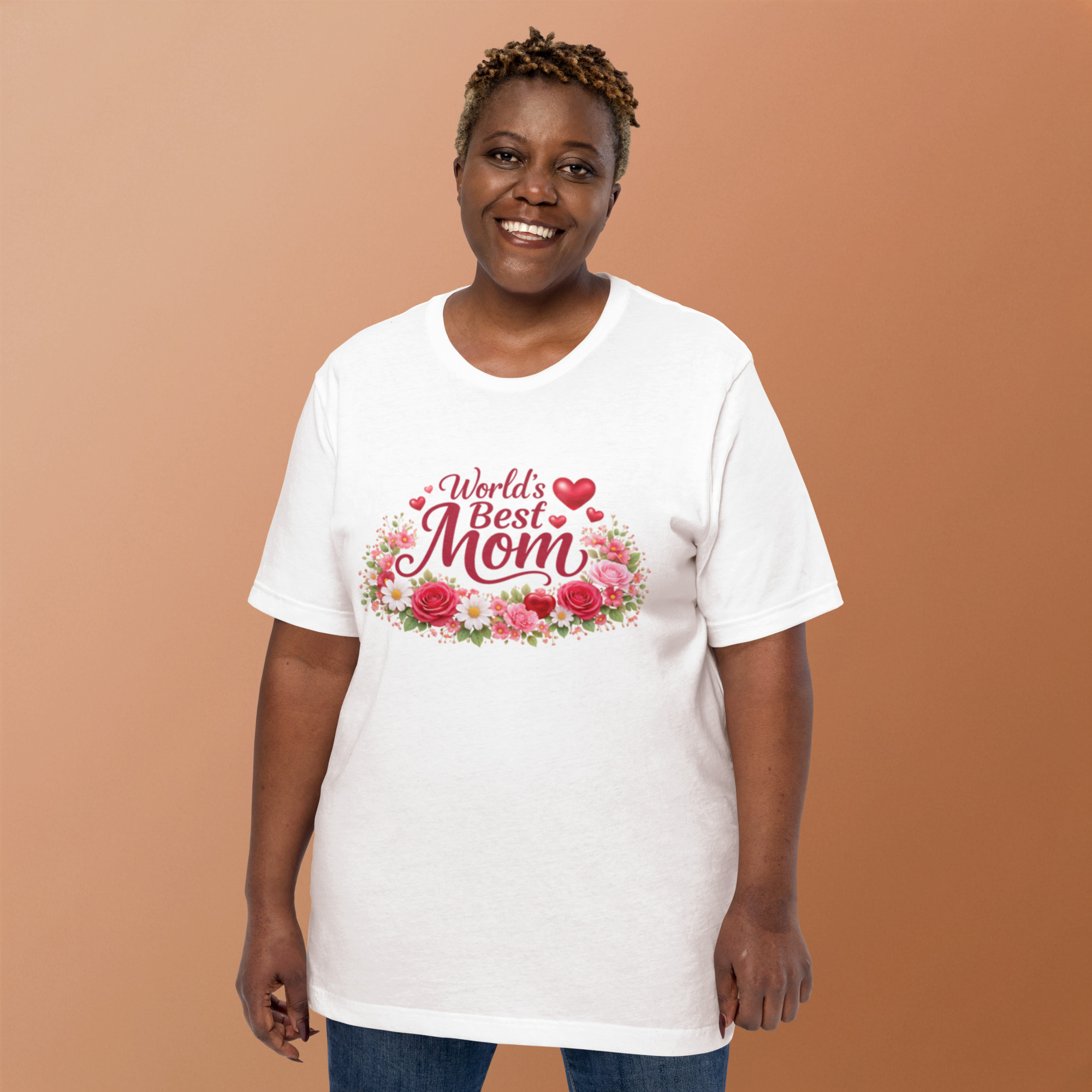 World's Best Mom Red Flowery T-Shirt - Image 21