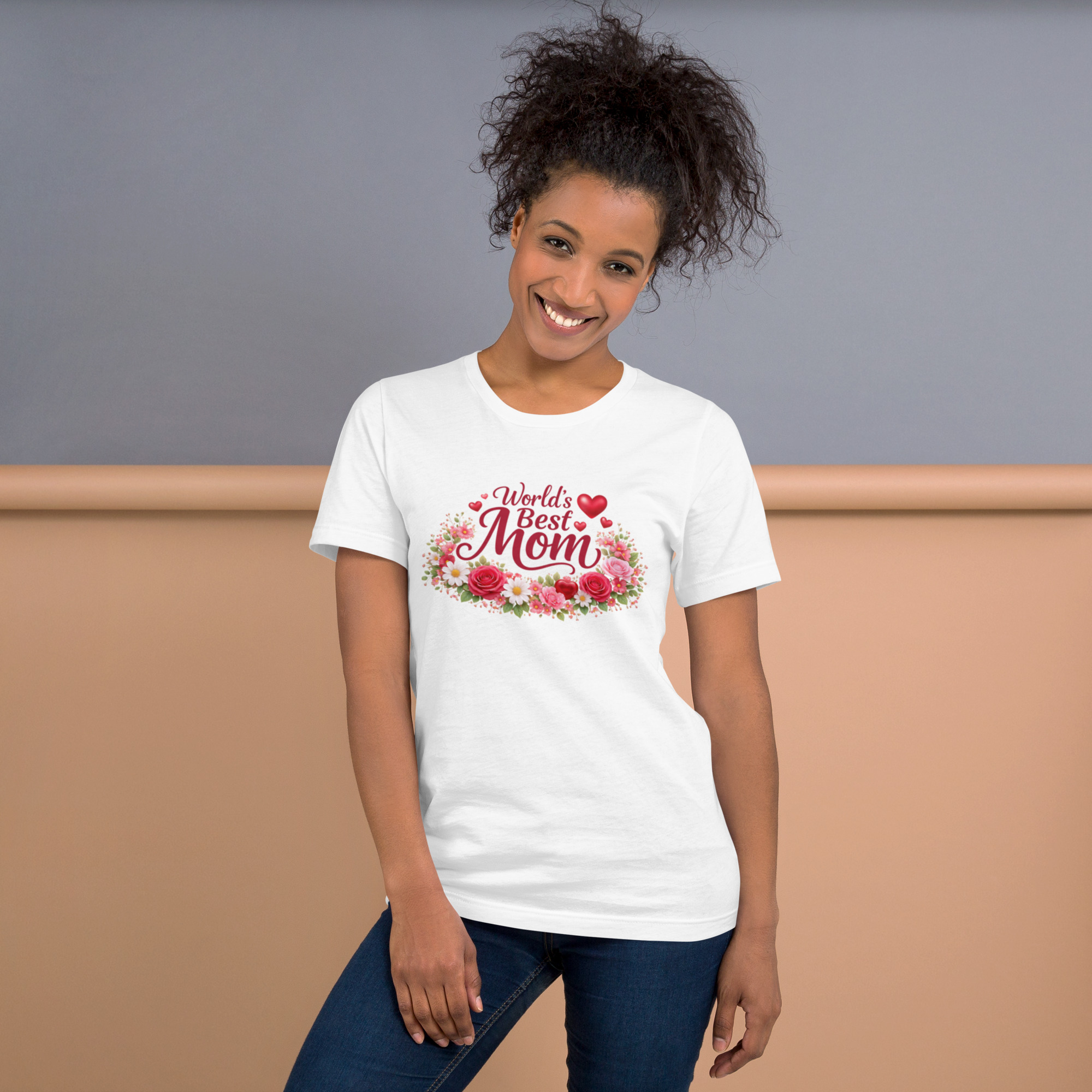 World's Best Mom Red Flowery T-Shirt - Image 24