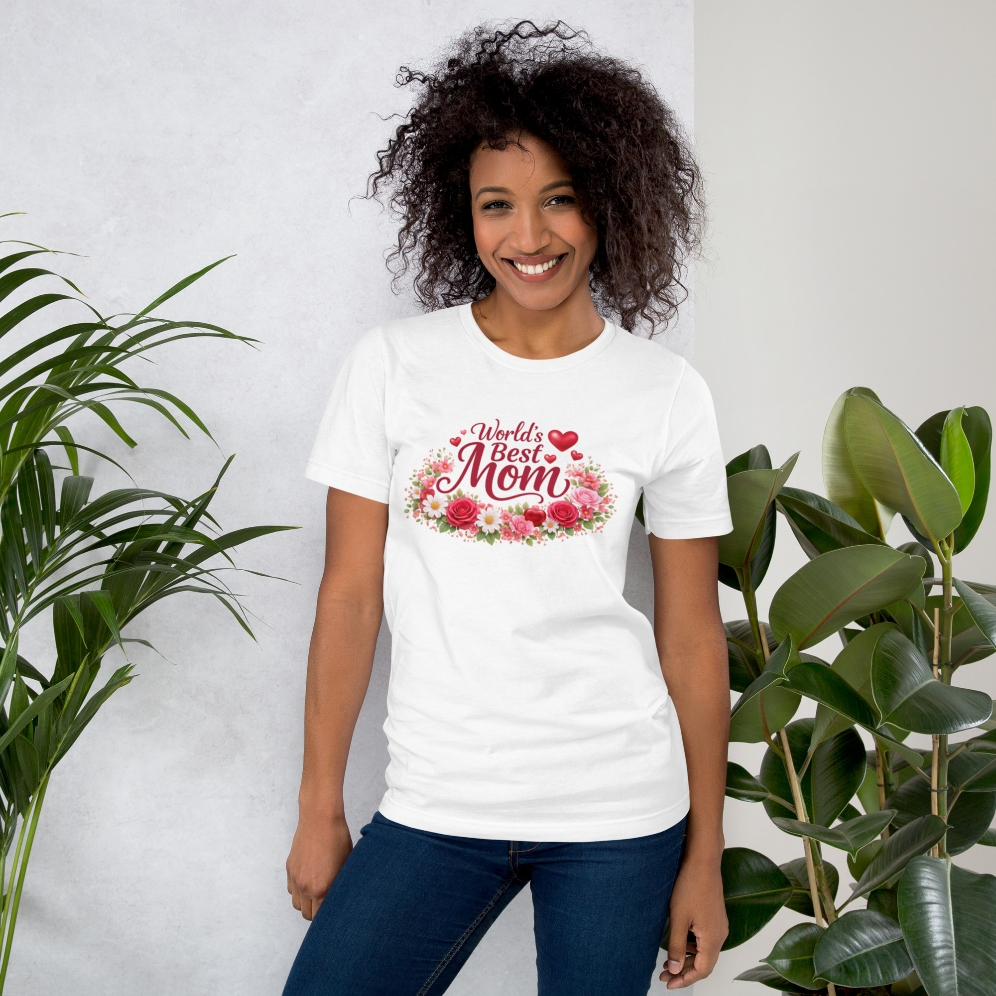 World's Best Mom Red Flowery T-Shirt - Image 28