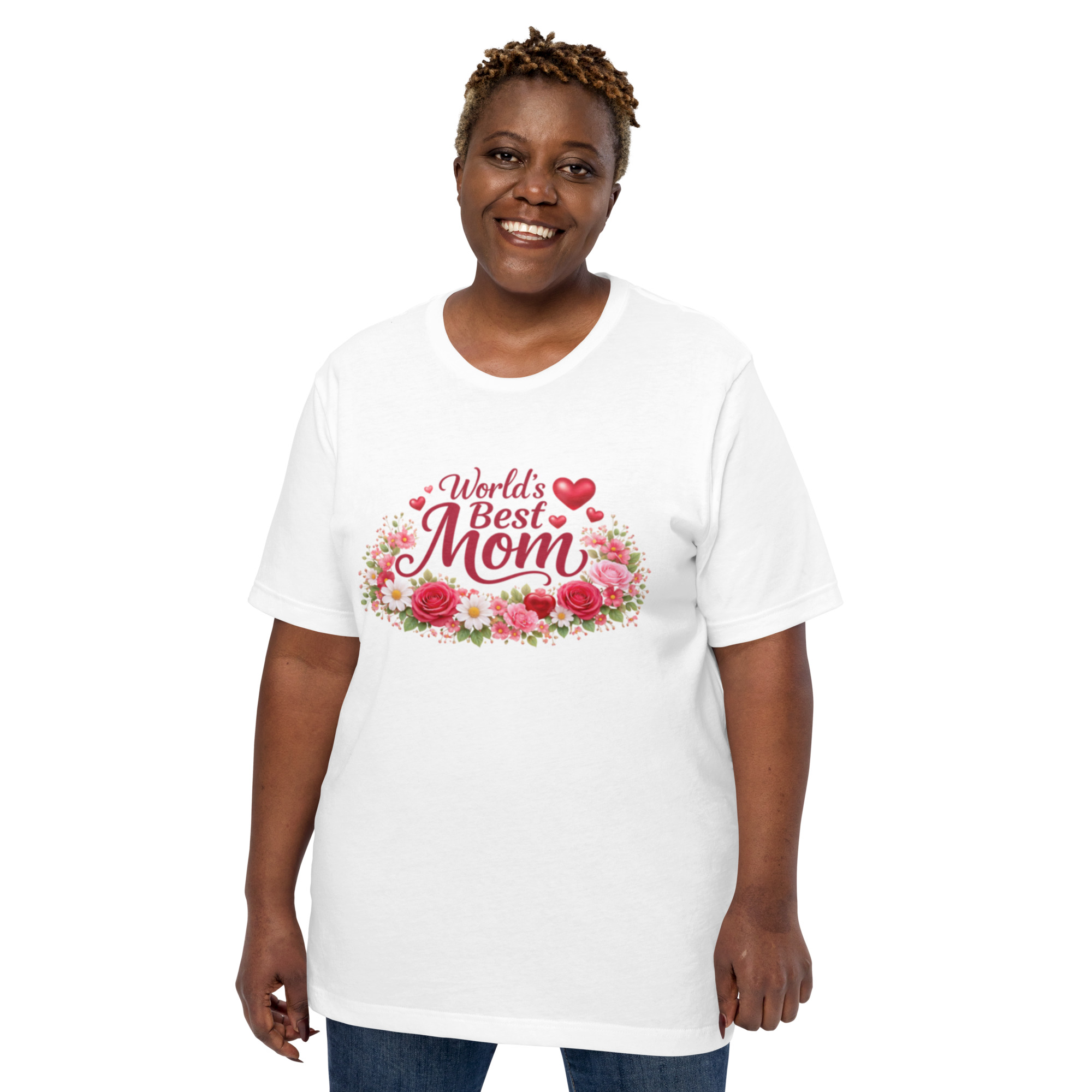 World's Best Mom Red Flowery T-Shirt - Image 20