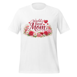 World's Best Mom Red Flowery T-Shirt