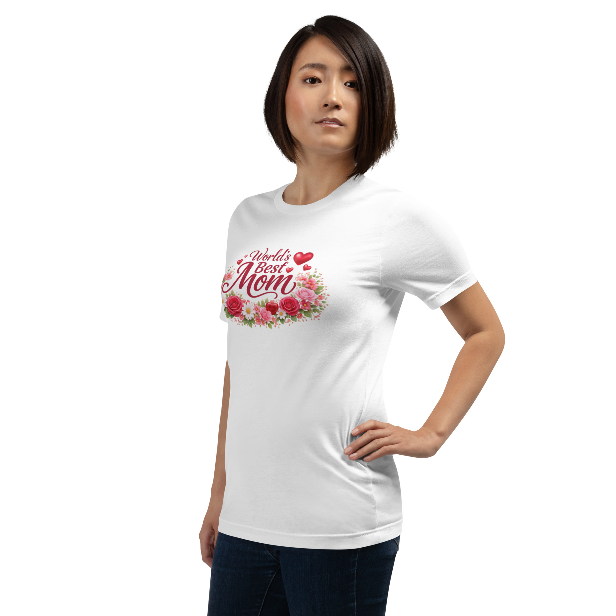 World's Best Mom Red Flowery T-Shirt - Image 15