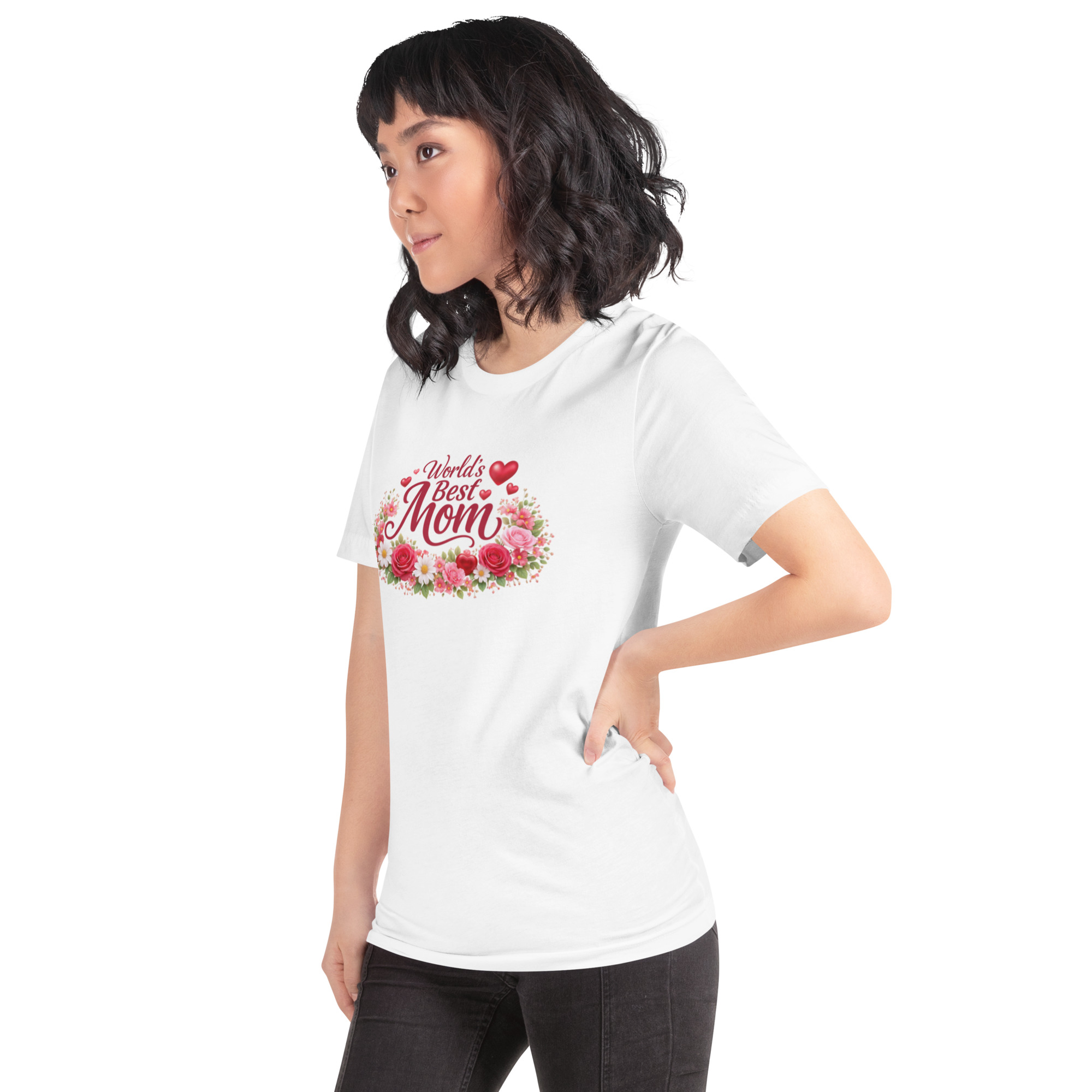 World's Best Mom Red Flowery T-Shirt - Image 9