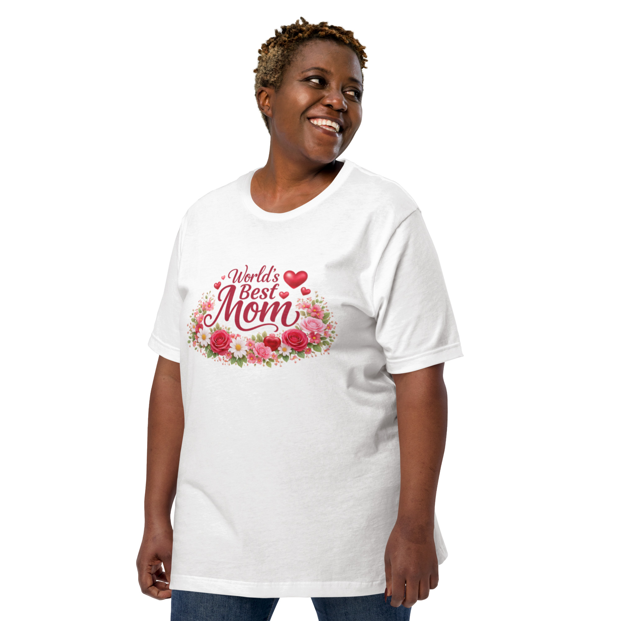 World's Best Mom Red Flowery T-Shirt - Image 19