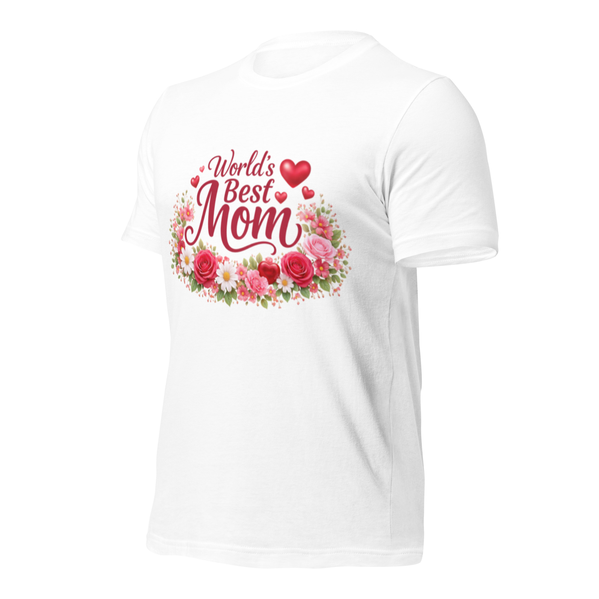 World's Best Mom Red Flowery T-Shirt - Image 4