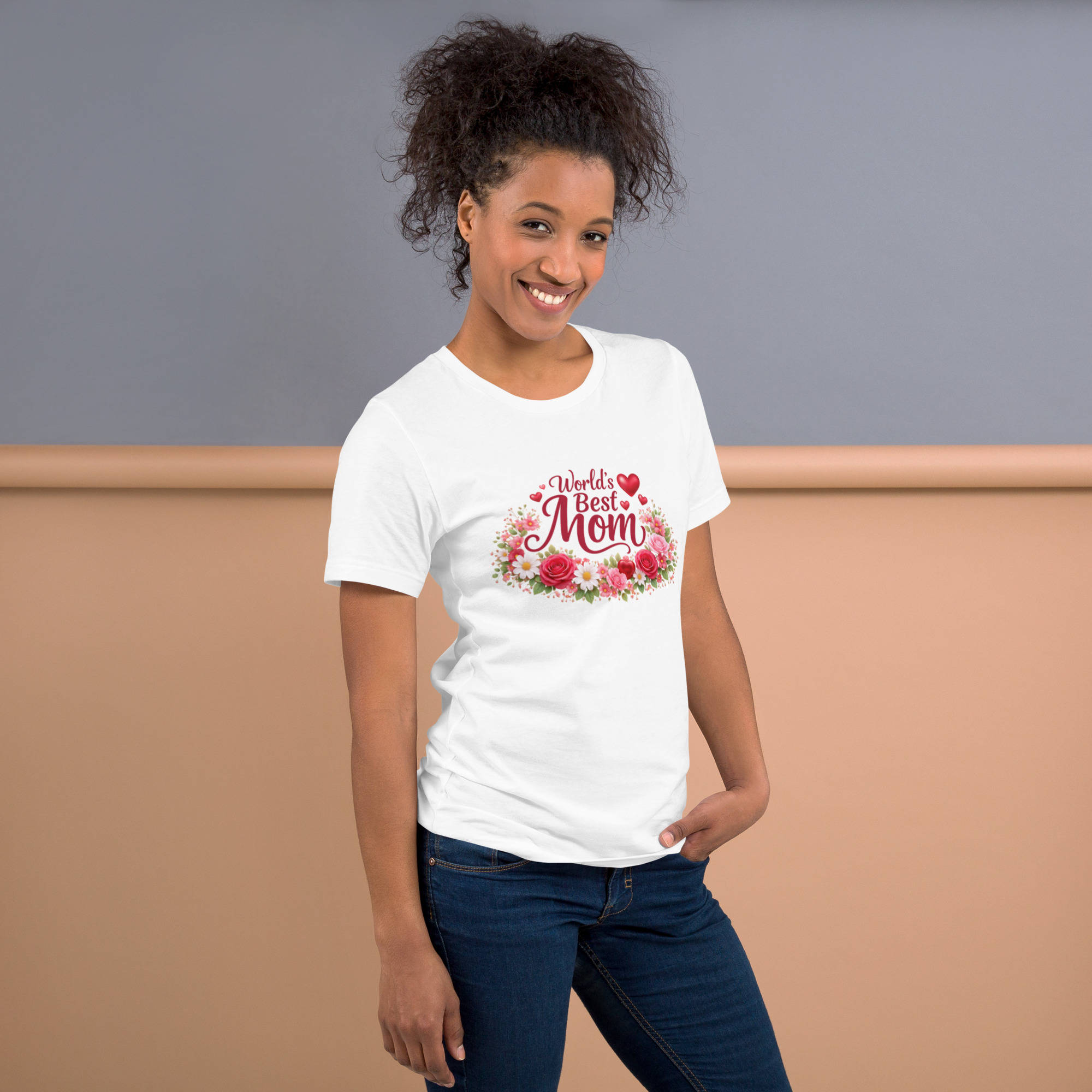 World's Best Mom Red Flowery T-Shirt - Image 27