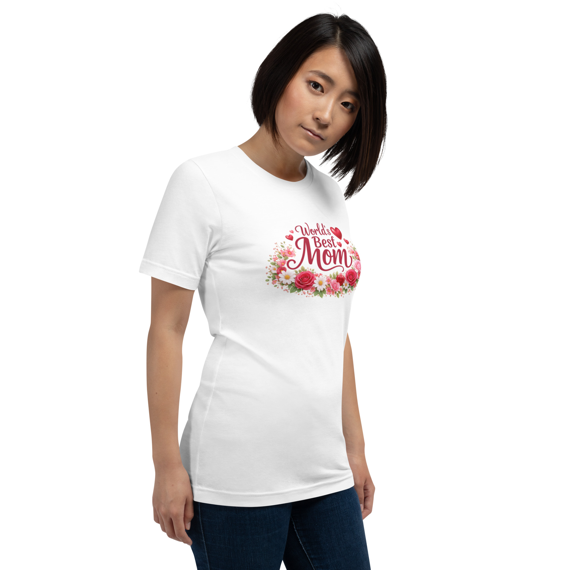 World's Best Mom Red Flowery T-Shirt - Image 17