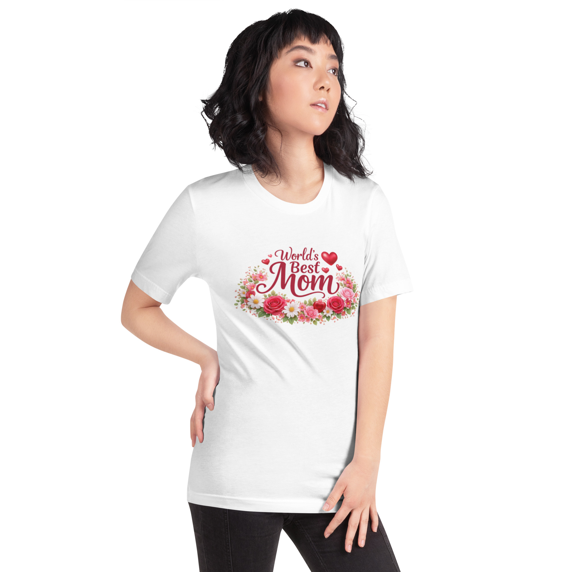 World's Best Mom Red Flowery T-Shirt - Image 11