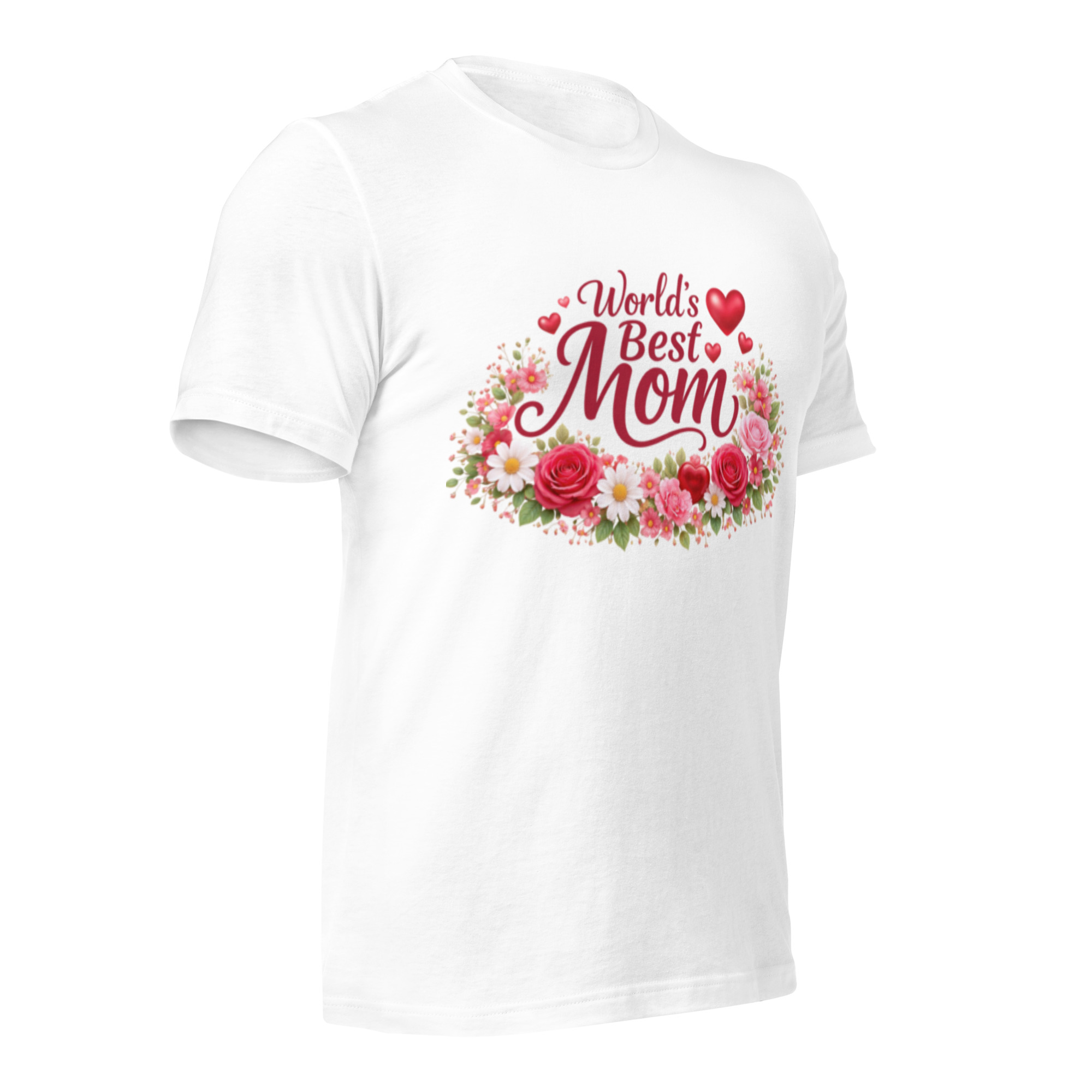 World's Best Mom Red Flowery T-Shirt - Image 5